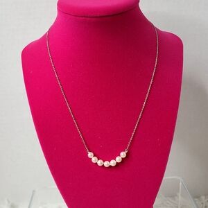 14K White Gold Elegant  Necklace with Pearls